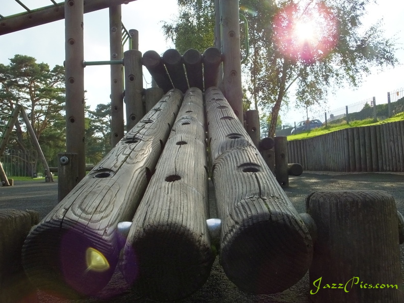 Logs on the climbing frame in the play area at Petersfield lake. logs-on-the-climbing-frame.jpg