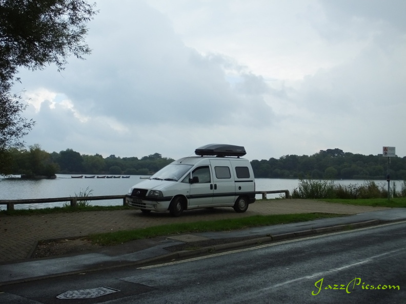 Fiat Scudo campervan parked by the side of Petersfield lake. fiat-scudo-camper-by-the-lake.jpg